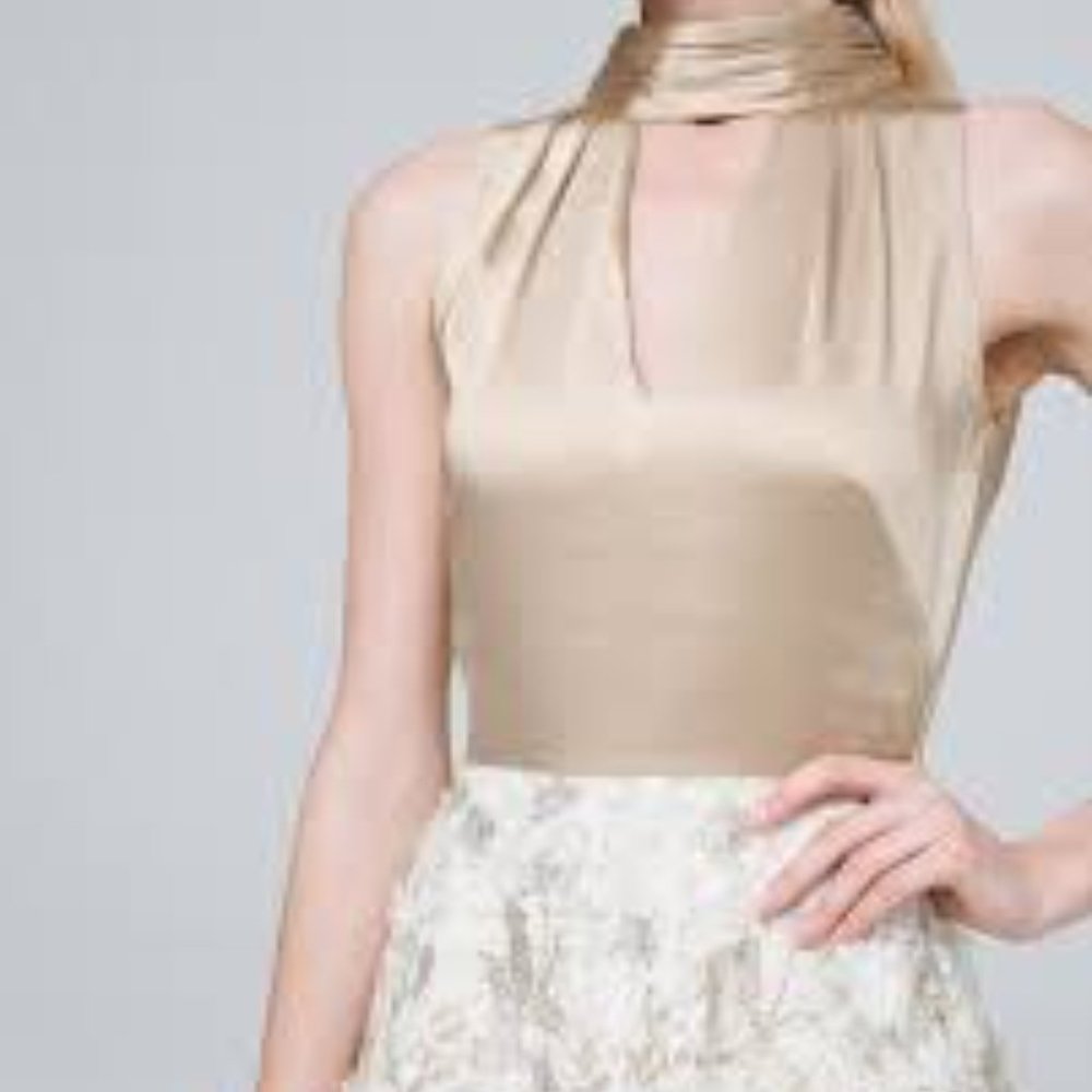 WHBM Fit-And-Flare Lace Floral Applique Dress NWT